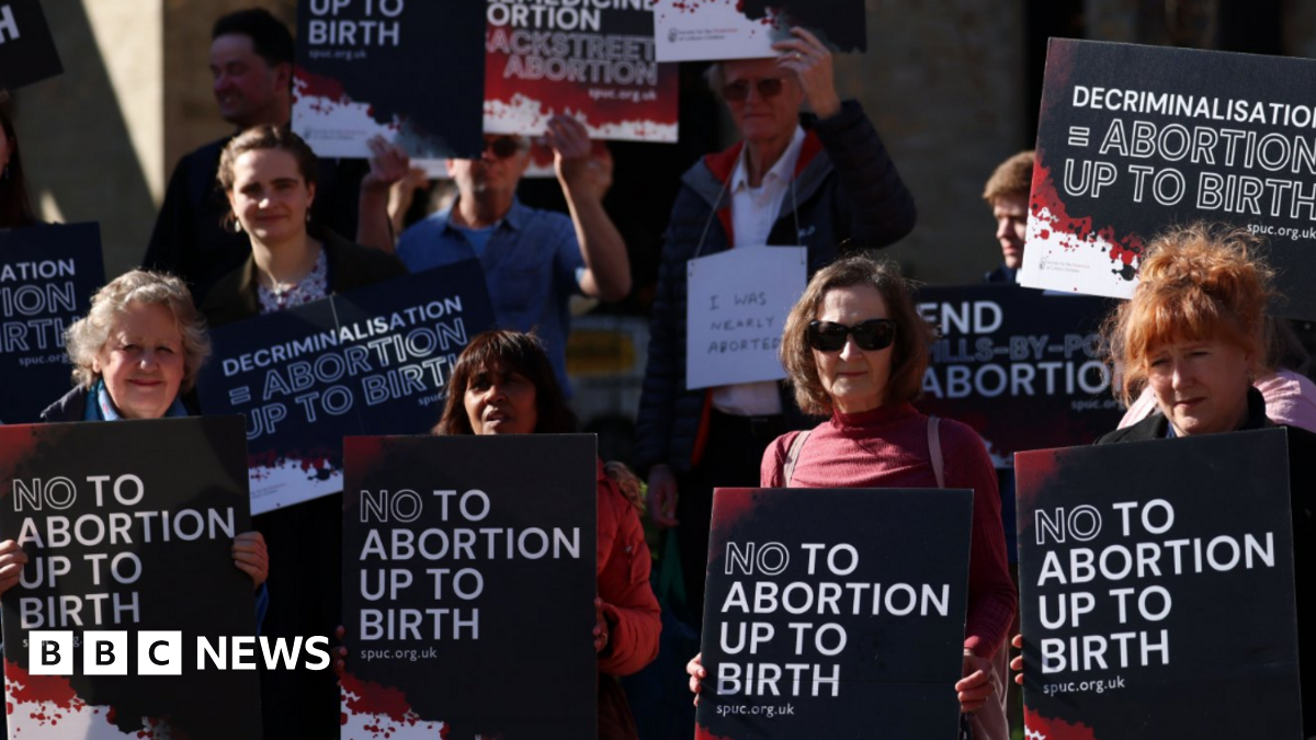Protesters demonstrate against the decriminalisation of abortion outside the House of Lords