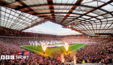 Representatives of the 1996 Super League clubs attend the media and photo shoot - back row is Lee Crooks, Dean Busby, Paul Topping, Martin Offiah, Rowland Phillips, Terry Matterson, Karl Harrison and Paul Cullen. Front row is Mark Aston, Neil Harmon, Patrick Entat, Robbie Hunter-Paul and Shaun Edwards