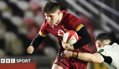 Steffan Emanuel carries the ball for Wales Under-20s against Ireland