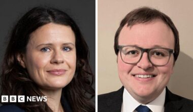 Headshots of Scottish Labour MP Joani Reid and her husband David Taylor. they are both wearing suit jackets.