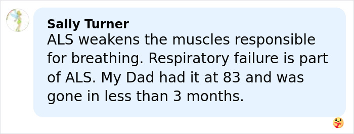 Comment explaining ALS impact on breathing muscles and its connection to respiratory failure in relation to Eric Dane’s cause of passing.
