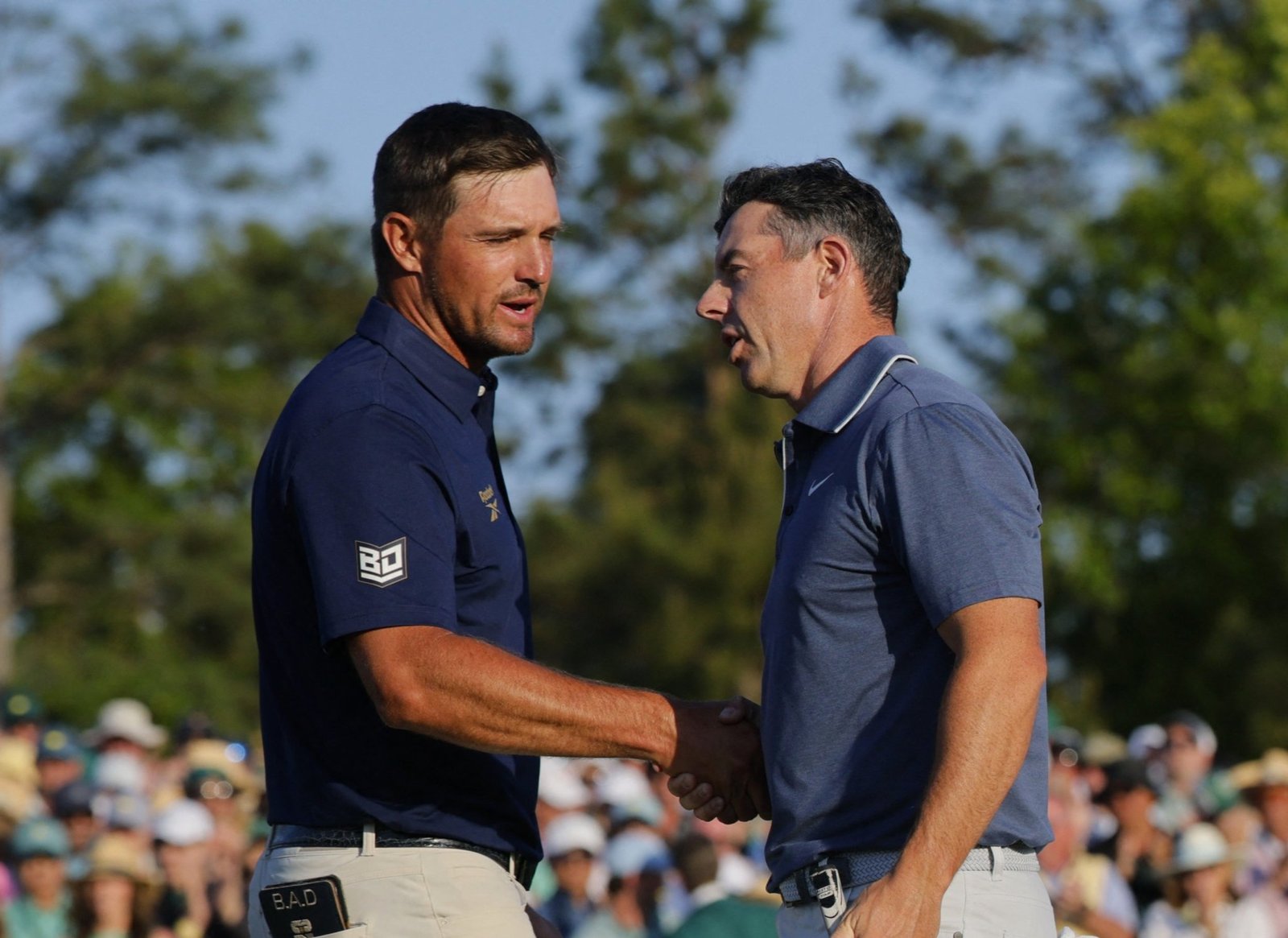 Rory McIlroy and Bryson DeChambeau at the 2025 Masters