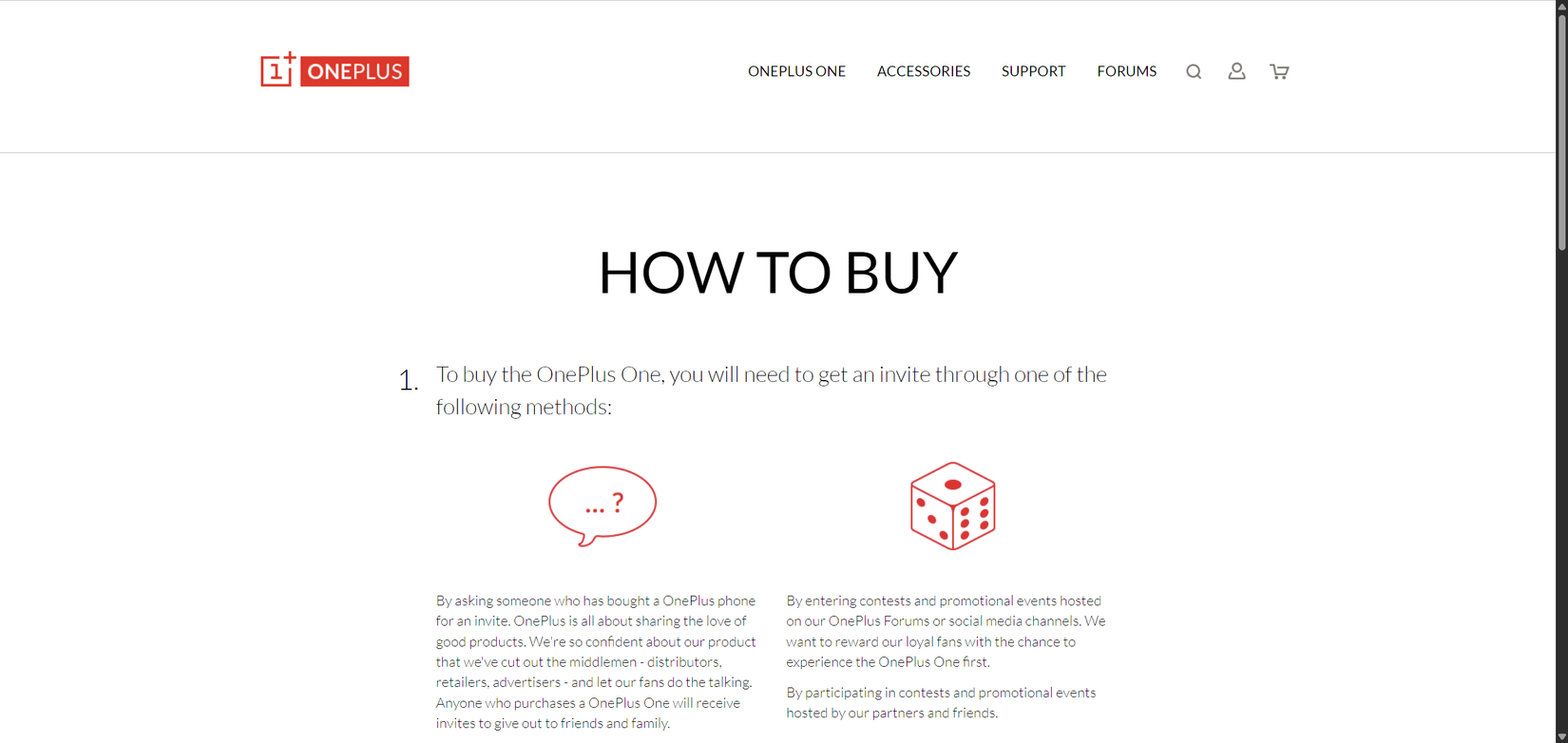 The invite page for the OnePlus One.