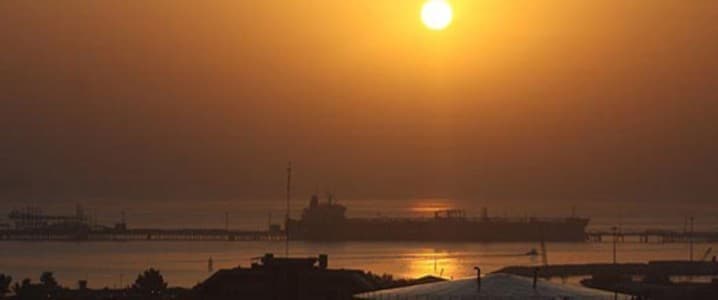 Kharg Island sunset with tanker in the background