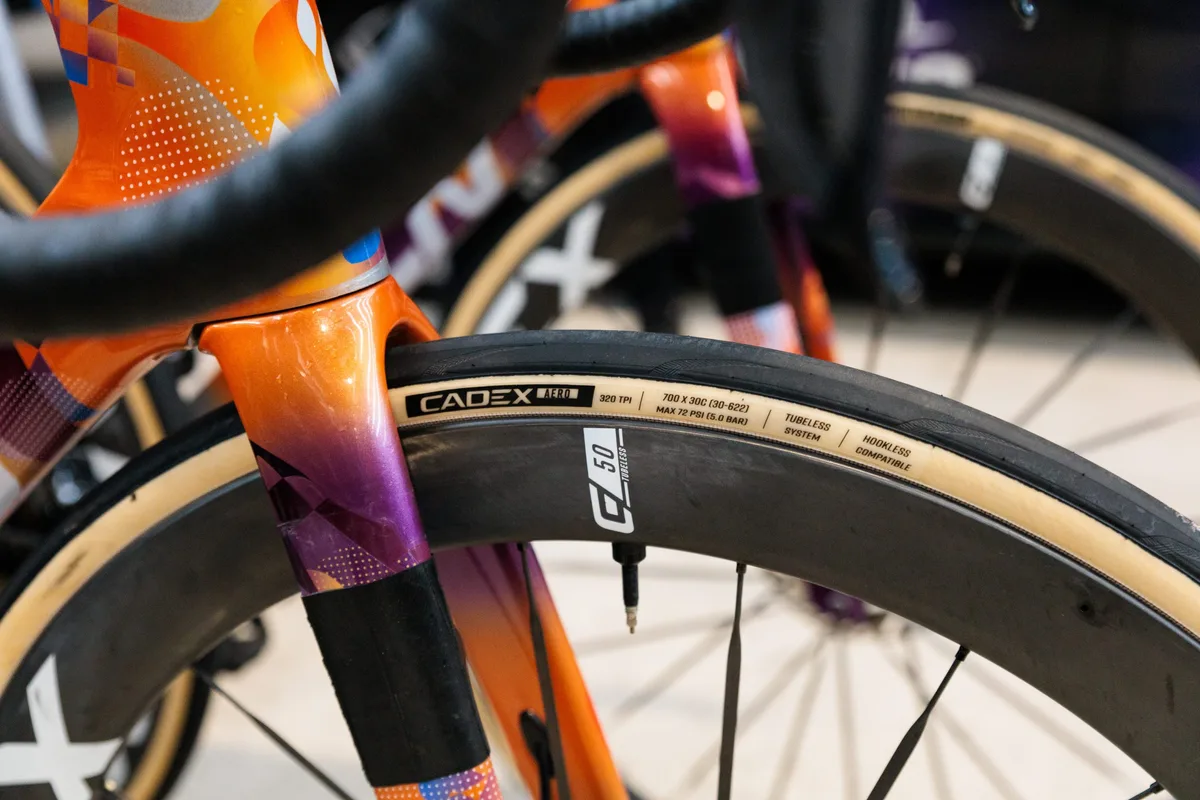 Cadex Aero Cotton tyre and Ultra 50 rim at 2026 Omloop Het Nieuwsblad