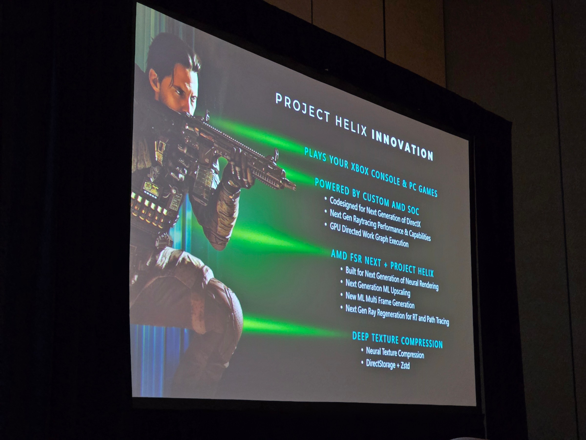 A slide showing details about Xbox’s Project Helix console.
