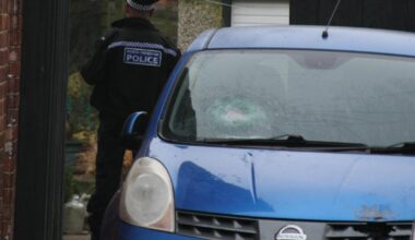 Car shot while parked outside Starkey Crescent home