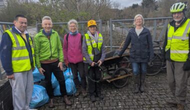 Cyclists help clean road on Great British Spring Clean