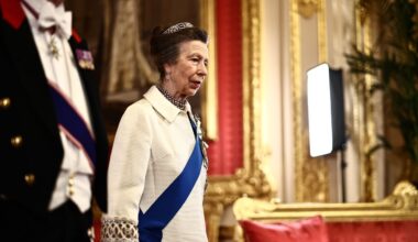 Princess Anne sparkles in a favourite diamond tiara inherited from Prince Philip's family at the Nigerian state banquet