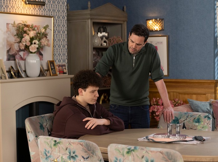 Ben stands over Will in a scene from Coronation Street