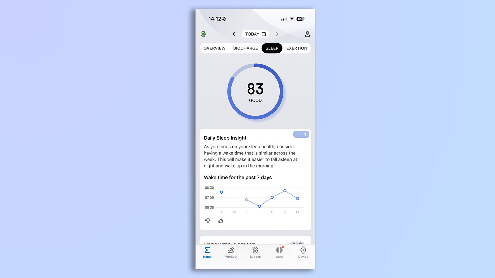 a screenshot from the zepp app showing sleep tracking used with amazfit active 3 premium