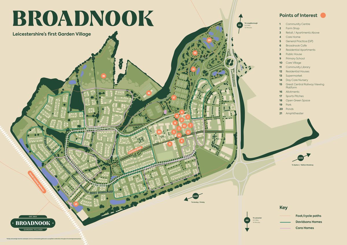 A map of the completed Broadnook garden village development