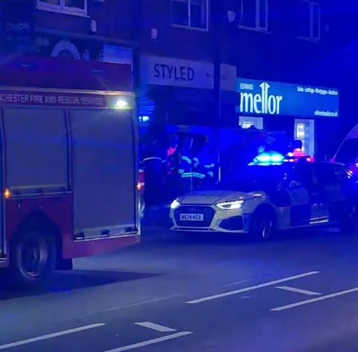 The road was blocked by emergency crews following the crash