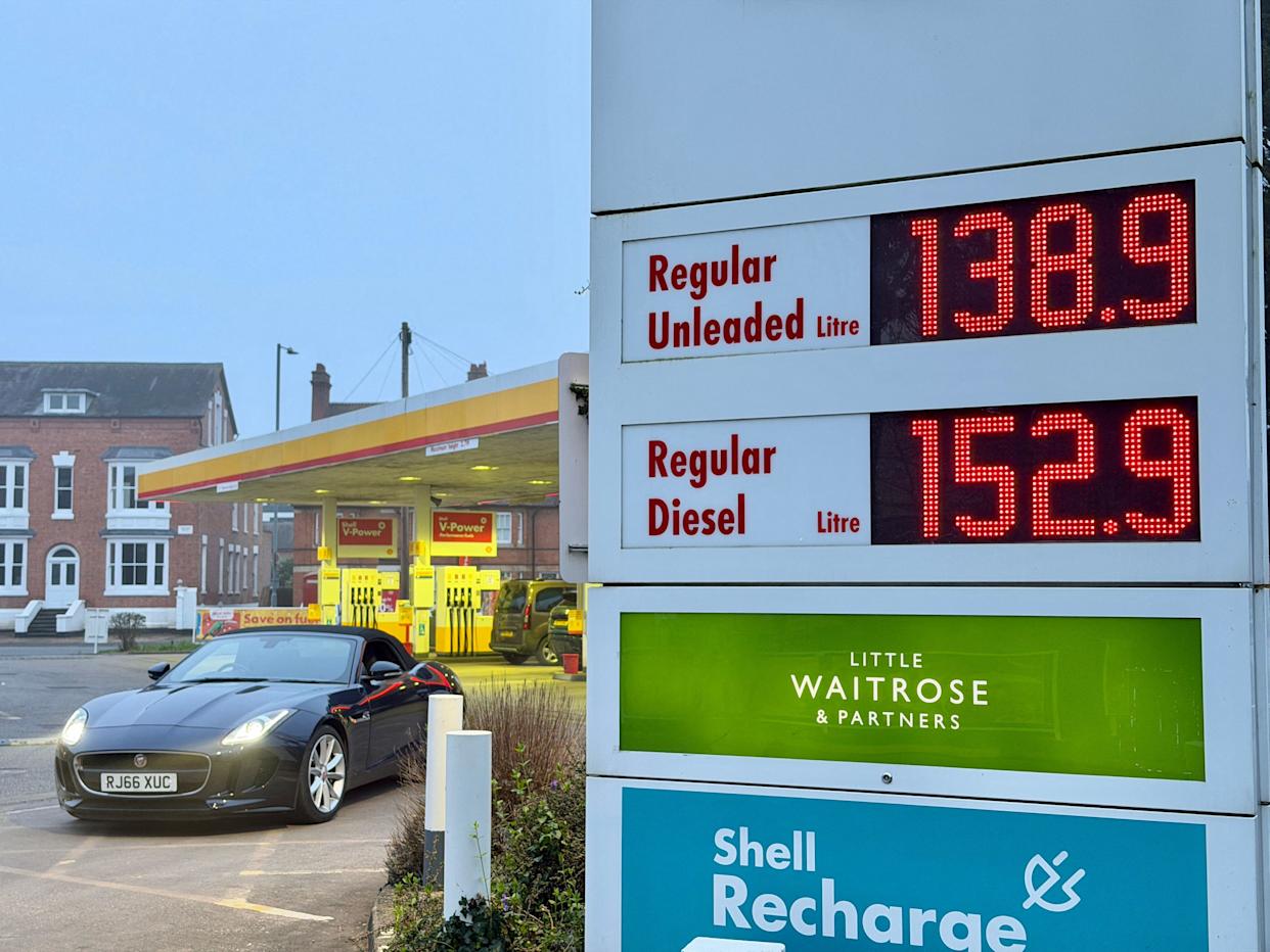 Shot of a petrol station forecourt.