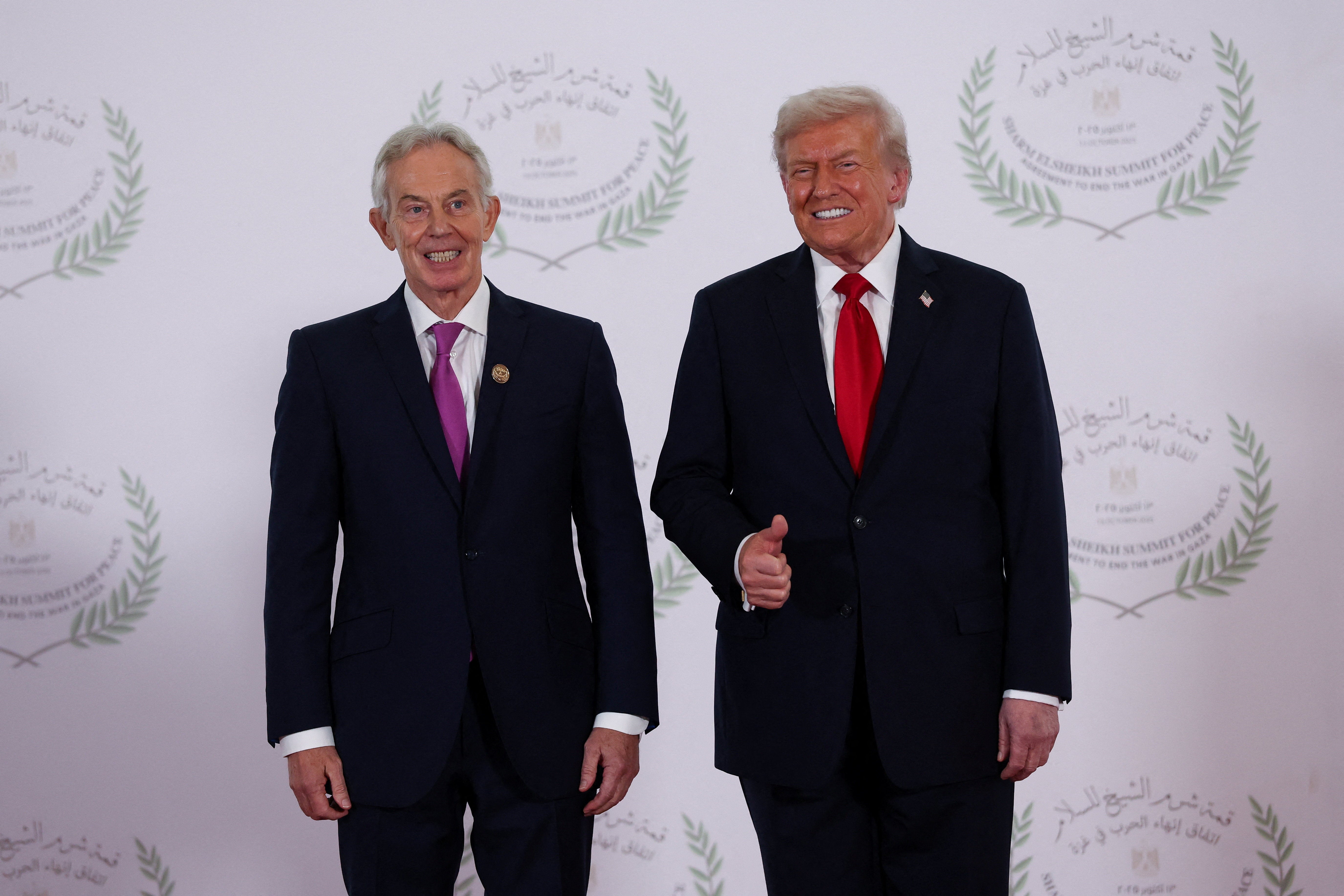 US President Donald Trump and former prime minister Tony Blair (file)