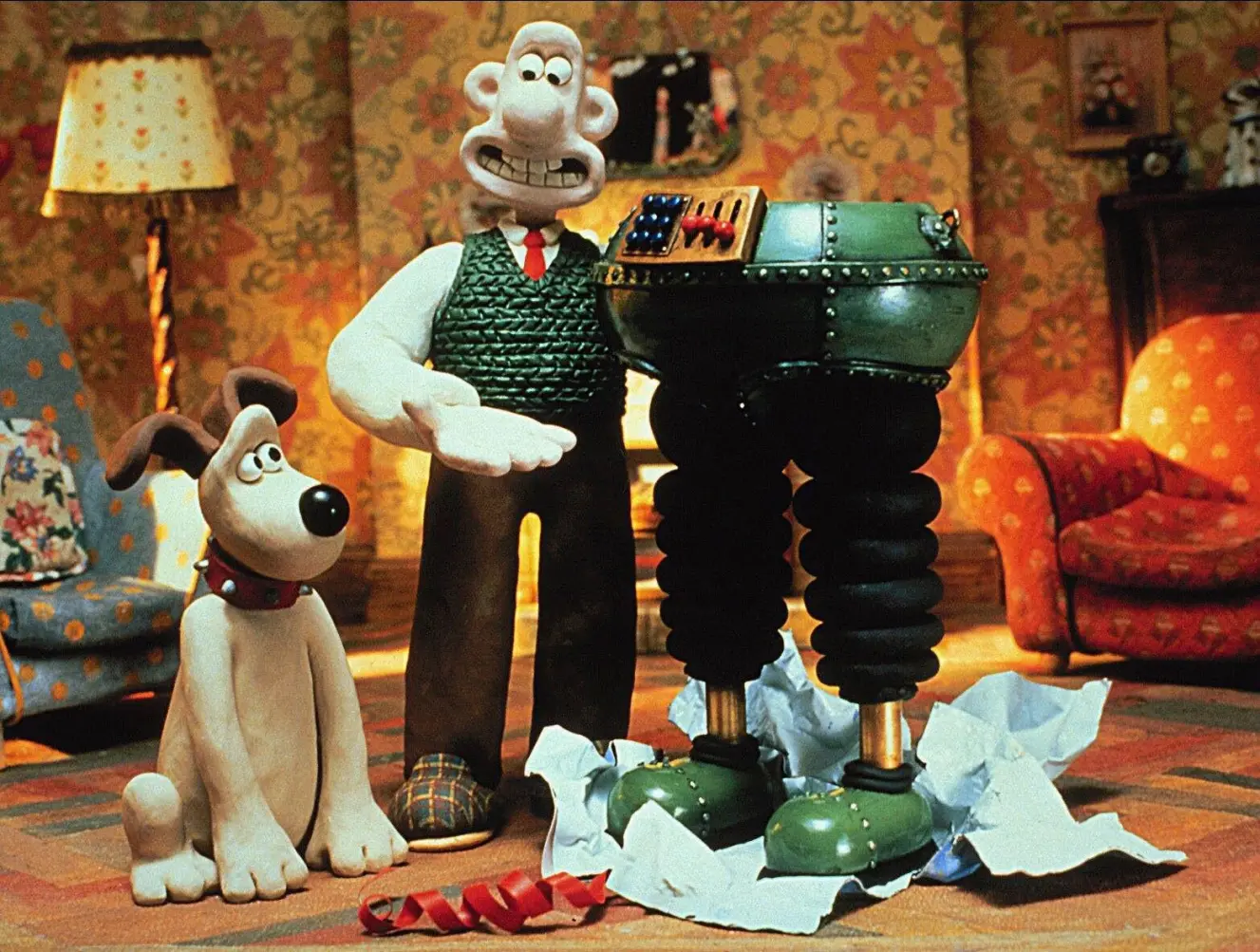 Illustration of Wallace and Gromit with the "Techno Trousers" from "Wallace & Gromit: The Wrong Trousers".