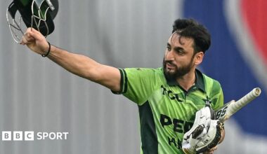 Pakistan batter Salman Agha throws his helmet in anger after being run out for 64 in the second ODI against Bangladesh in Dhaka