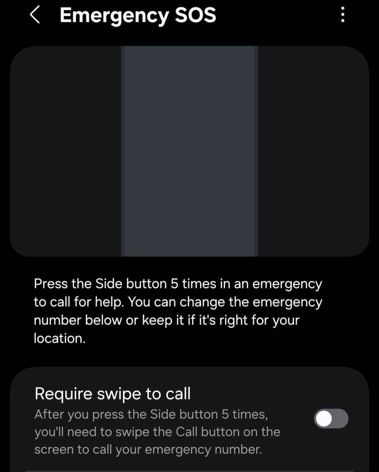 Disabling the swipe to call option for emergency SOS feature in Android.