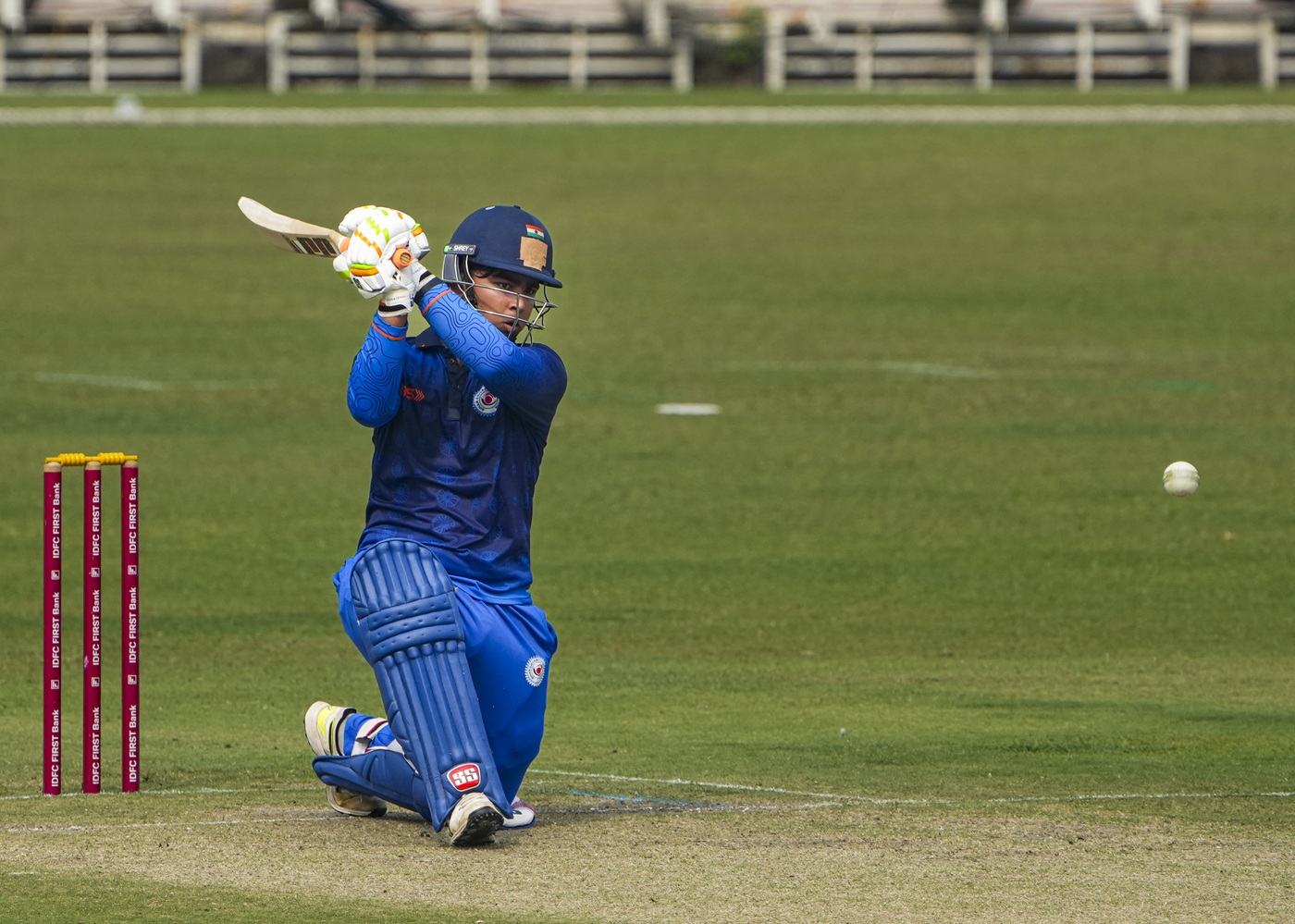 Kneel and deliver: Sooryavanshi smacks one in a game for Bihar in the Mushtaq Ali Trophy Kneel and deliver: Sooryavanshi smacks one in a game for Bihar in the Mushtaq Ali Trophy