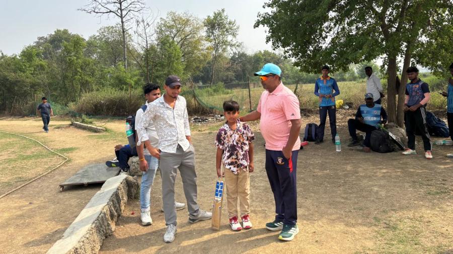 He makes heroes: Manish Ojha of the Gen Next academy, where Sooryavanshi trained, with a young aspiring cricketer He makes heroes: Manish Ojha of the Gen Next academy, where Sooryavanshi trained, with a young aspiring cricketer
