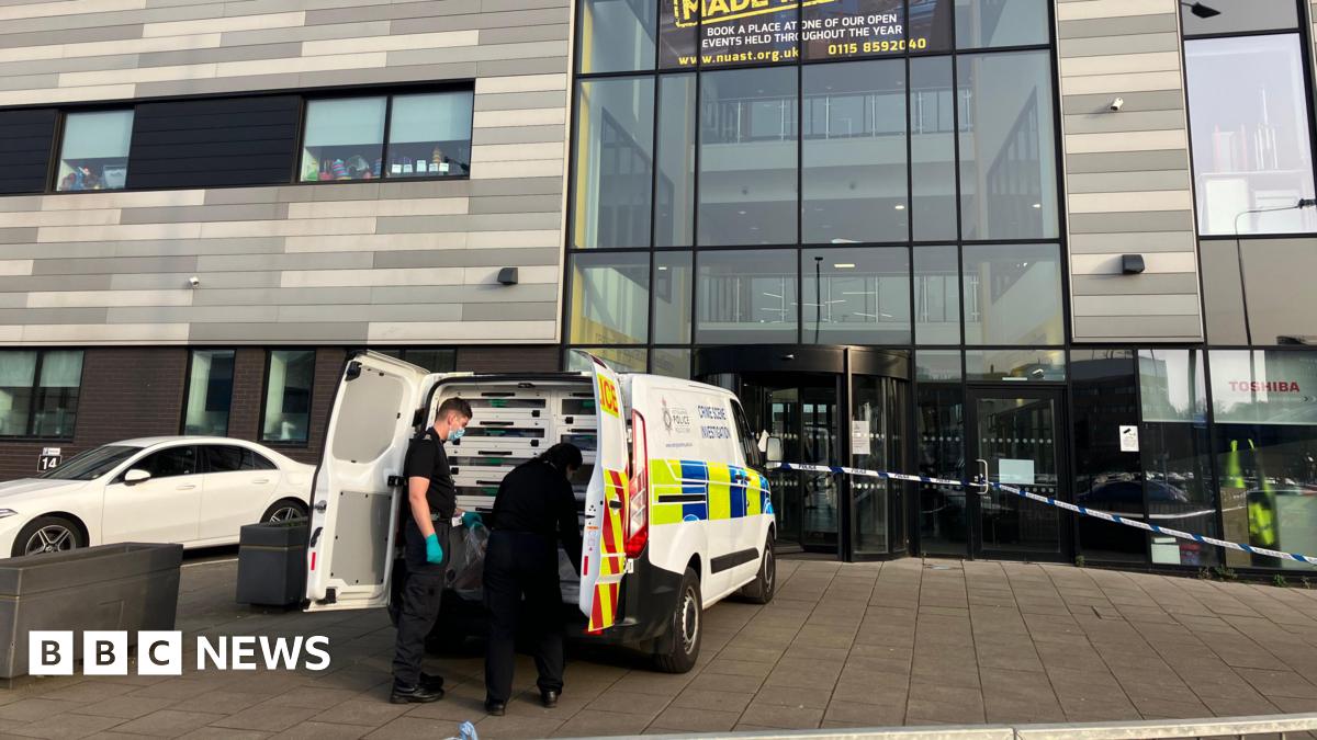 A police van at a school in Nottingham