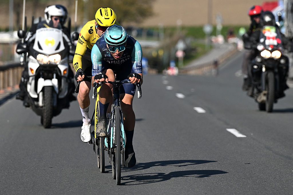 DENAIN, FRANCE - MARCH 19: (L-R) Per Strand Hagenes of Norway and Team Visma