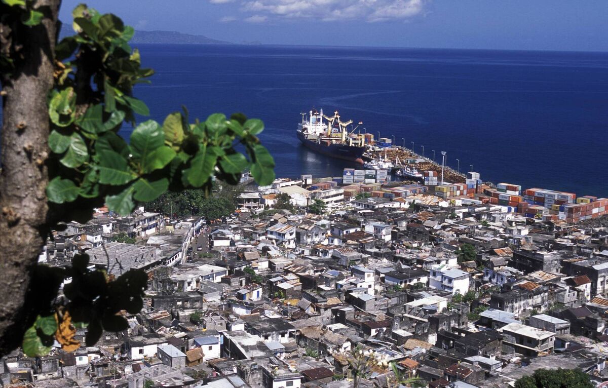 The city of Moutsamudu on the Island of Anjouan on the Comoros Islands in the Indian Ocean in Africa.