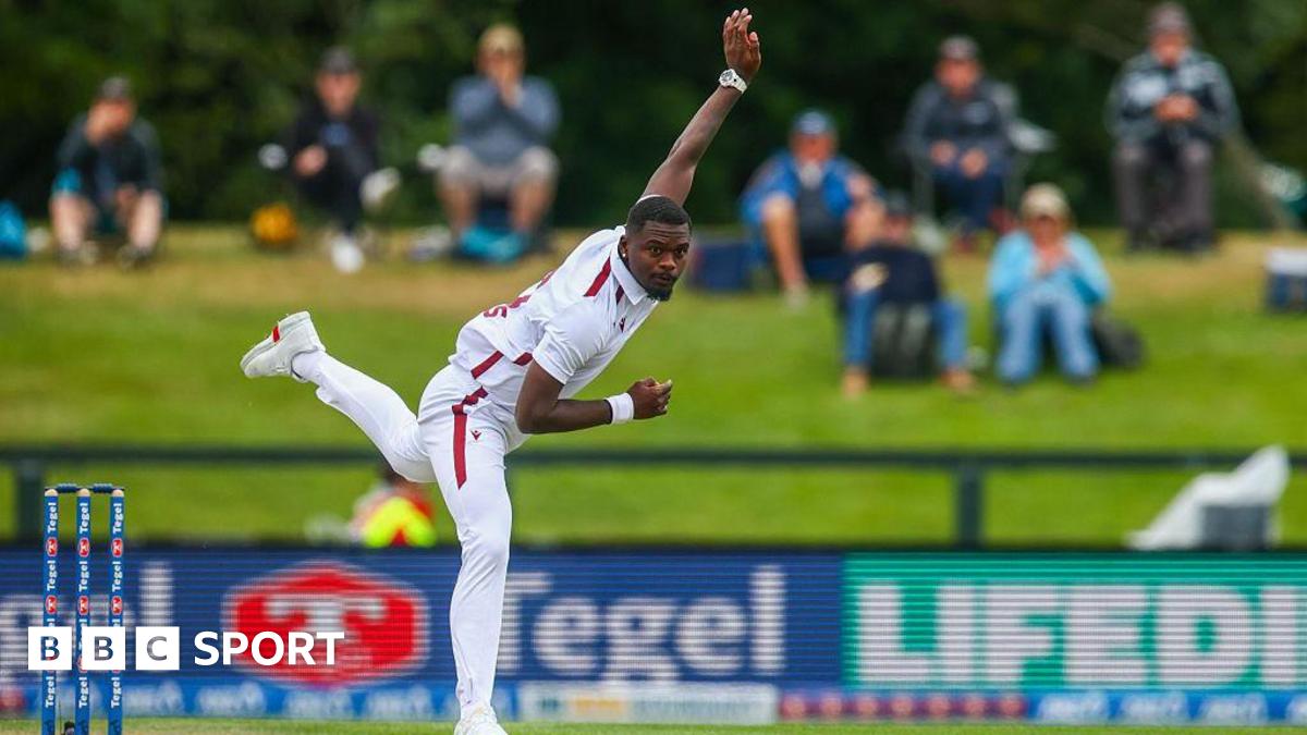 Jayden Seales in action for West Indies