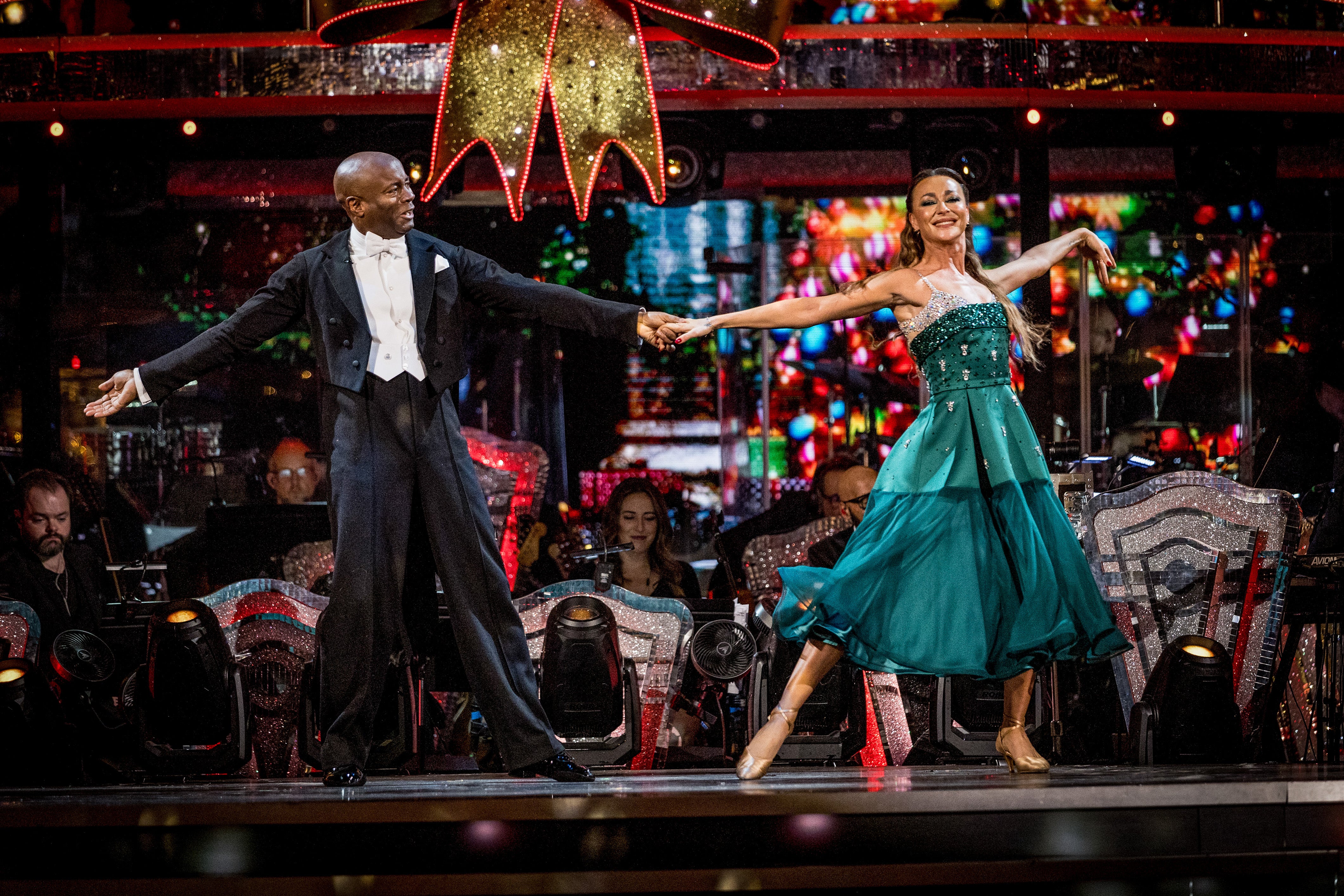 Mushtuk dancing with Nicholas Bailey in the 'Strictly' Christmas special