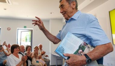 Eddy Merckx at a book launch in 2025
