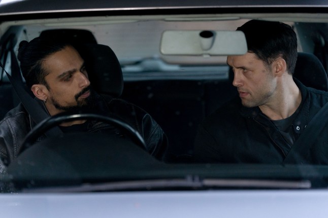 Ravi and Mark in a car in EastEnders