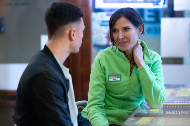 Will Mitchell and Bea Pollard in McClunky's in EastEnders