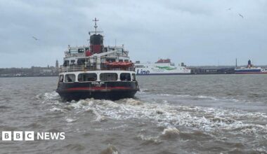 A back view of the Royal Iris ferry on the River Mersey