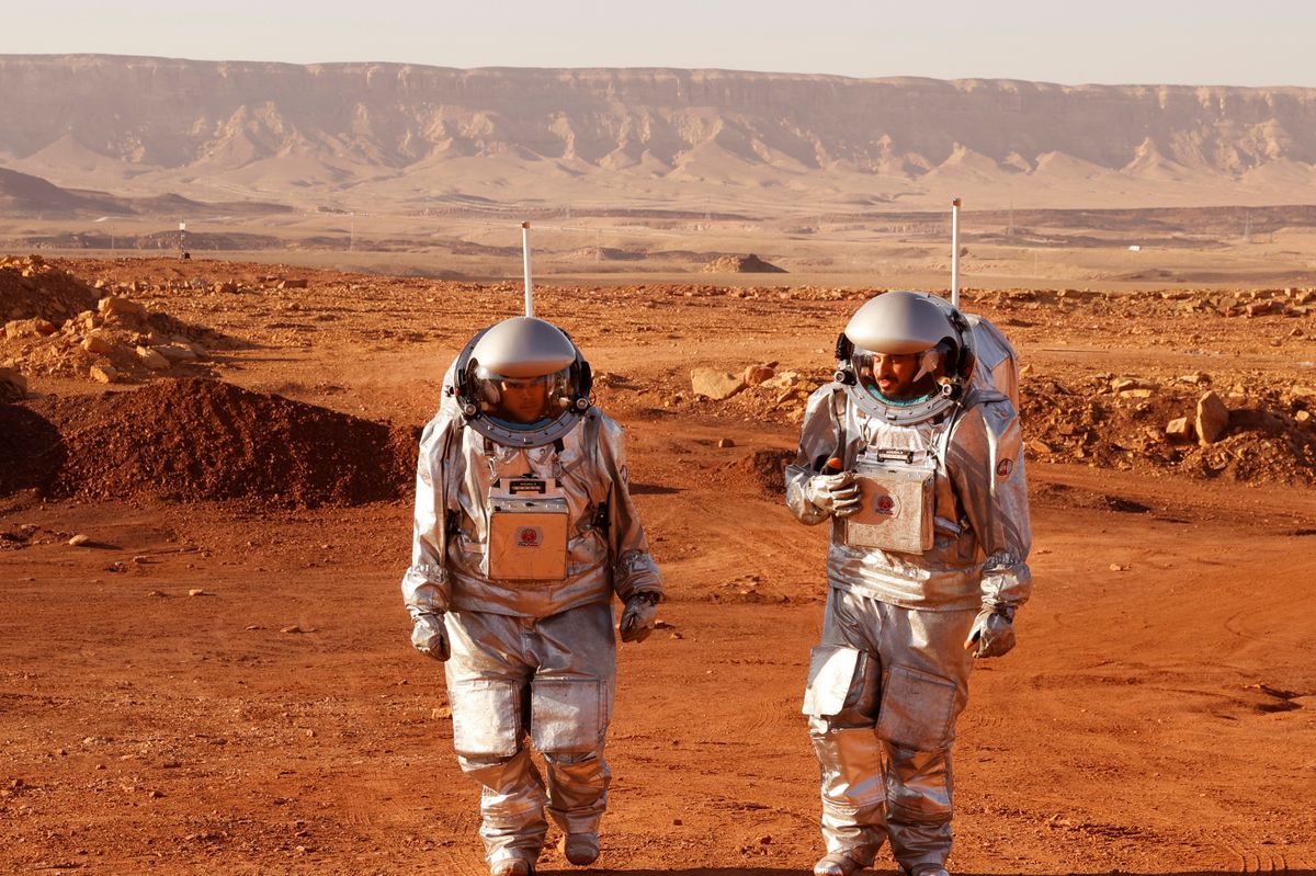 Astronauts on a mock Mars training mission