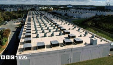 An aerial view of a data centre.