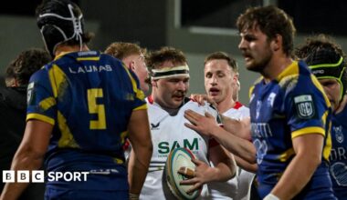 Tom McAllister celebrates try