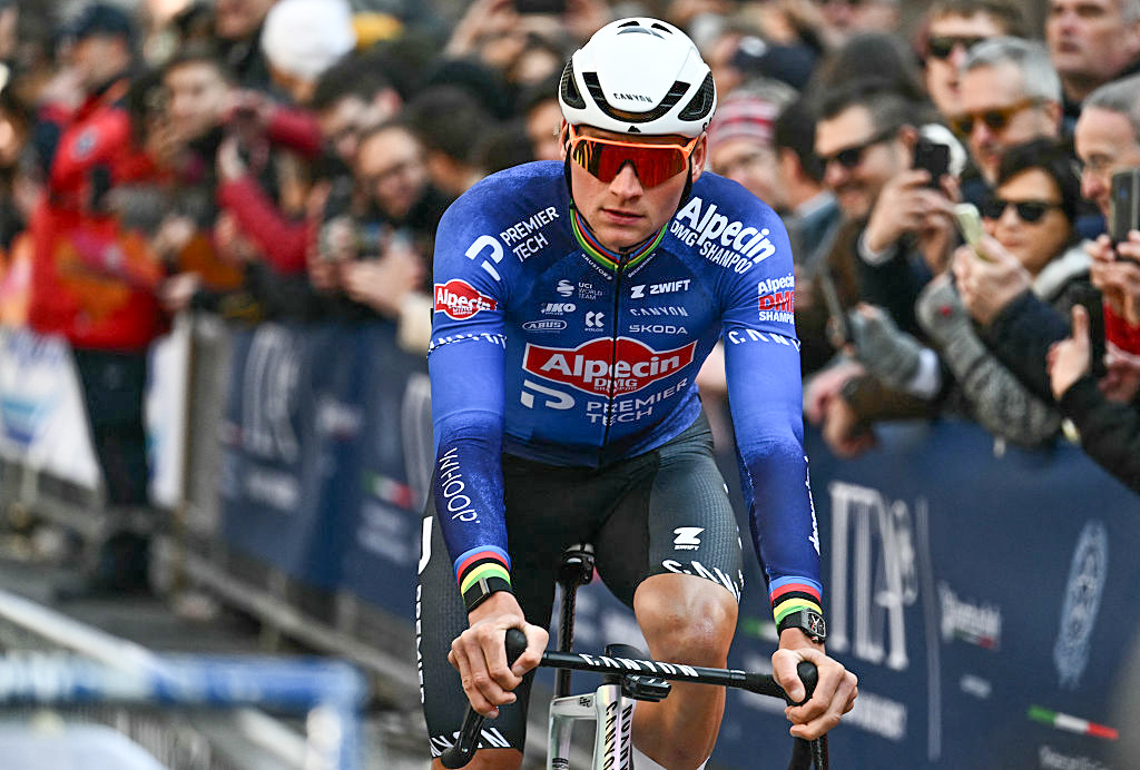 Alpecin-Deceuninck's Dutch rider Mathieu van der Poel is pictured before the Milan - Sanremo one-day classic cycling race, in Pavia, on March 21, 2026. (Photo by Marco BERTORELLO / AFP via Getty Images)