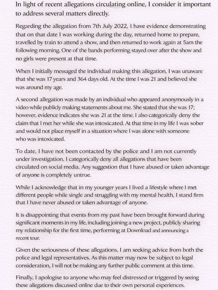 JOSH DAVIES On Being Fired From INGESTED Due to Sexual Misconduct Allegations: "I Stand Firm That I Have Never Abused Or Taken Advantage Of Anyone"