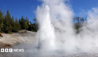The geyser seen erupting