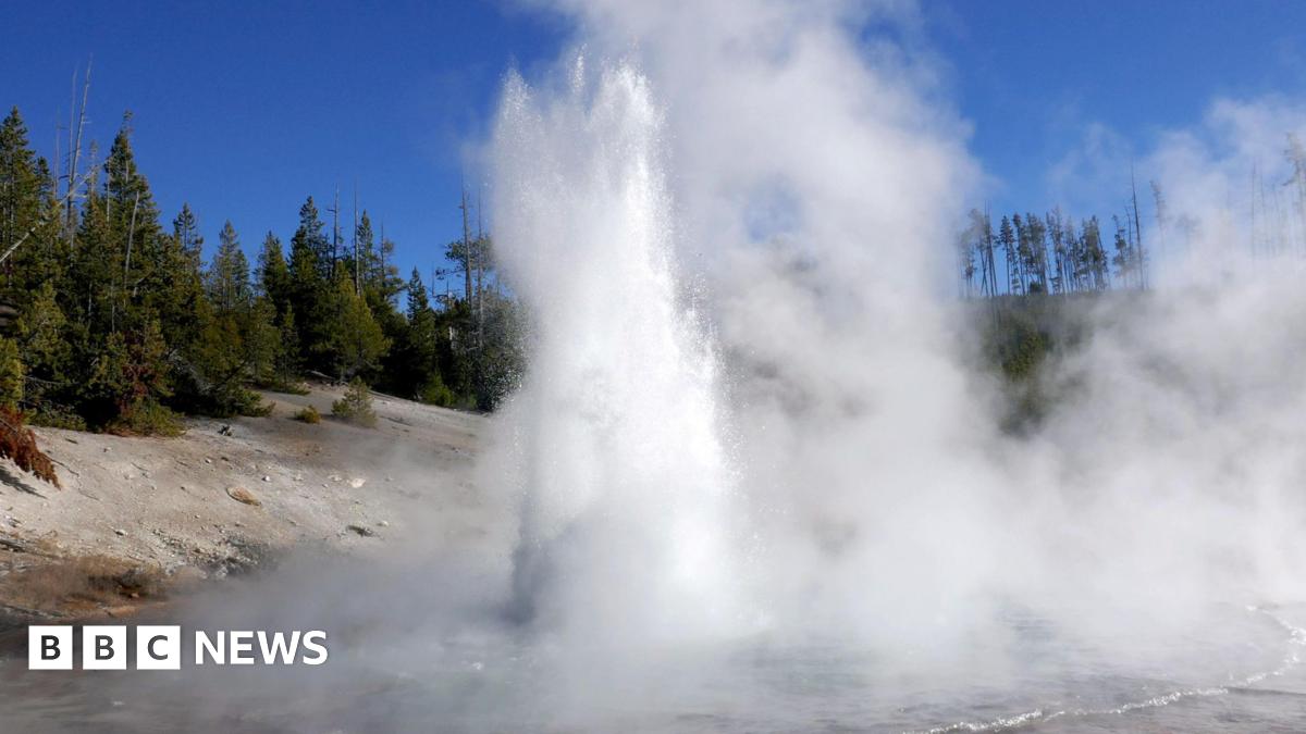 The geyser seen erupting