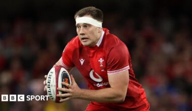 Ben Carter carries the ball for Wales