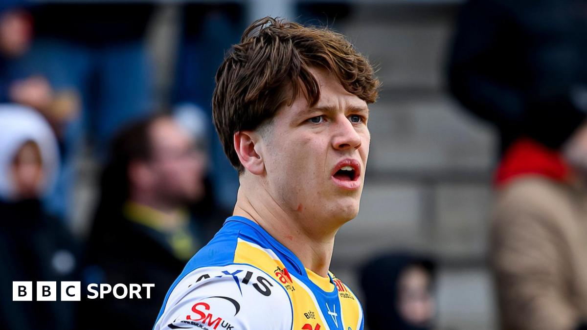Riley Lumb during a Leeds Rhinos pre-season game with his mouth open