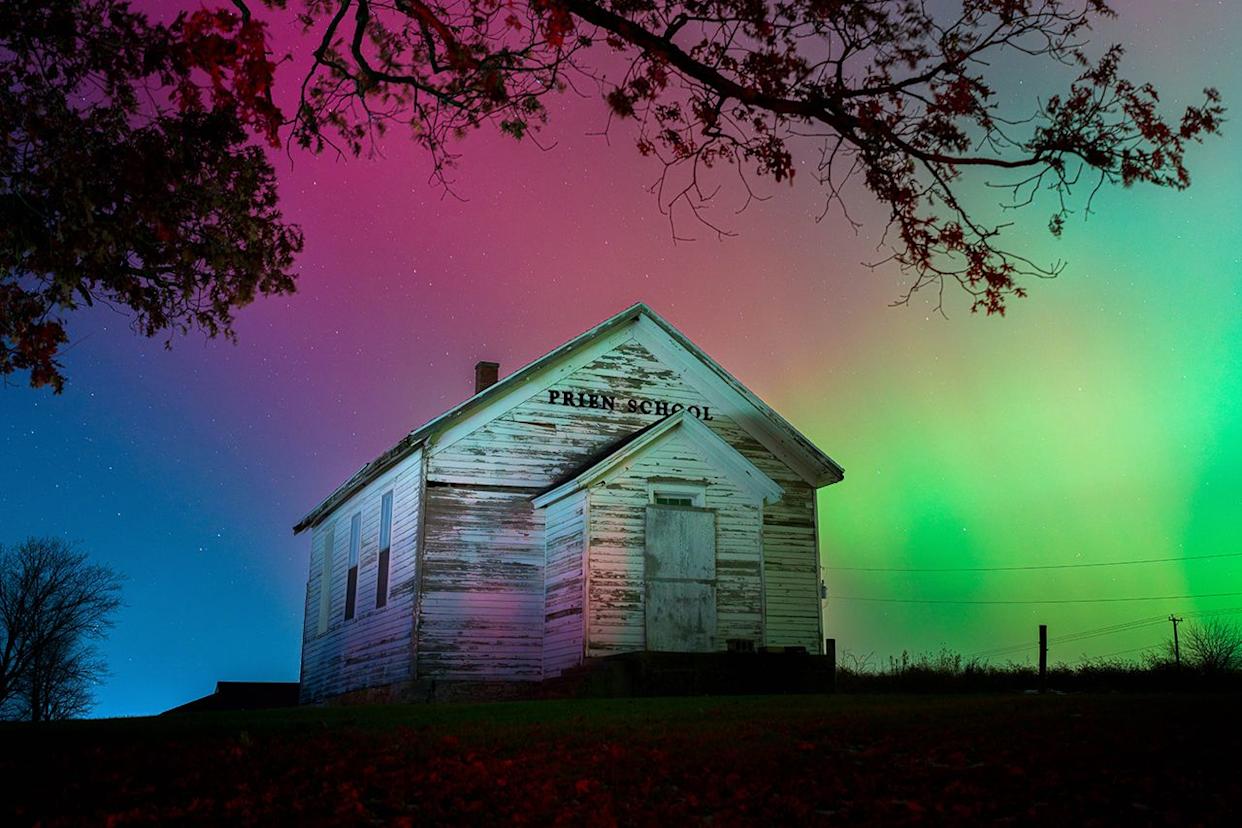 The Aurora Borealis lights up the night sky over Monroe, Wisconsin, on November 11, 2025Credit: Ross Harried/NurPhoto via Getty