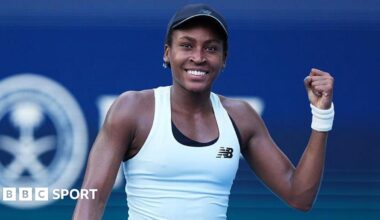 Coco Gauff celebrates