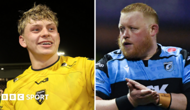 Ryan Woodman playing for Dragons and Keiron Assiratti playing for Cardiff