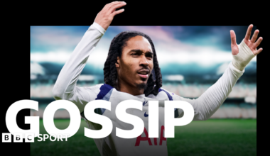 A graphic of Premier League players from every team in the division in 2025-26 season, with the Premier League trophy in front of them.