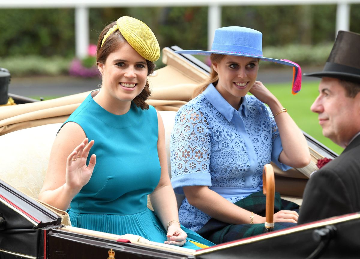 ASCOT, ENGLAND - JUNE 18: Princess Eugenie of York and Princess Beatrice of York attend day one of Royal Ascot at Ascot Racecourse on June 18, 2019 in Ascot, England. (Photo by Karwai Tang/WireImage)