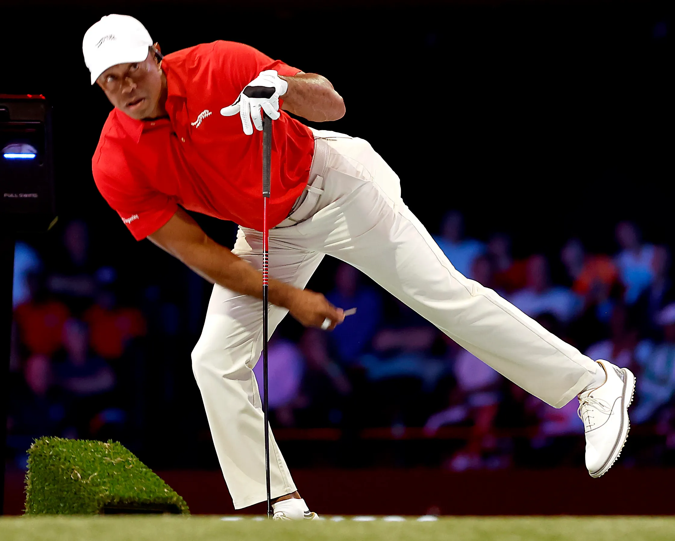 Tiger Woods of Jupiter Links Golf Club hitting a tee shot during a golf match.