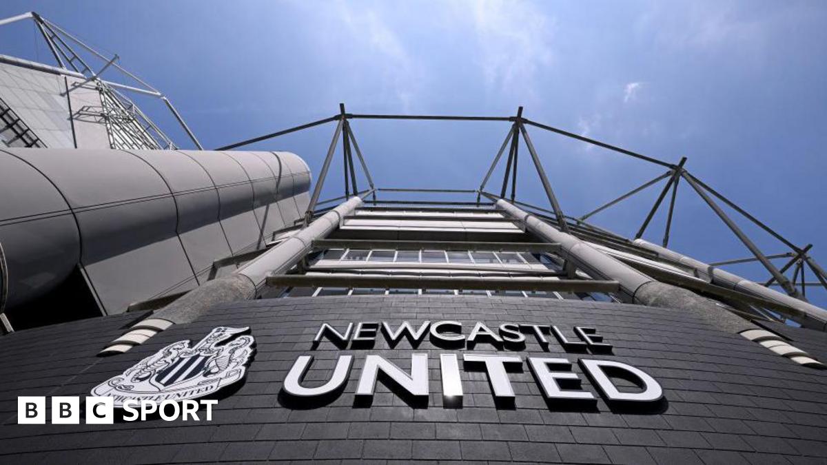 A general view of the club badge on the side of the West Stand during the Premier League match between Newcastle United and Brighton & Hove Albion