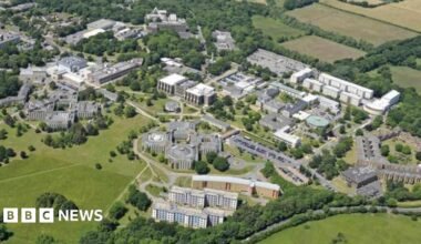 An aerial image of the University of Kent campus.